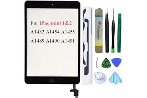 DEDYEL Dedia for iPad Mini 1 / iPad Mini2 7.9 Inch Touch Screen Replacement,A1432 A1454 A1455 A1489 A1490 Digitizer Glass Assembly with IC Chip & Home Button+Cameral Holder+Pre-Installed Adhesive + Tool Kit,