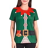 Funny World Women's Christmas T-Shirts Graphic Short Sleeve Party Costume