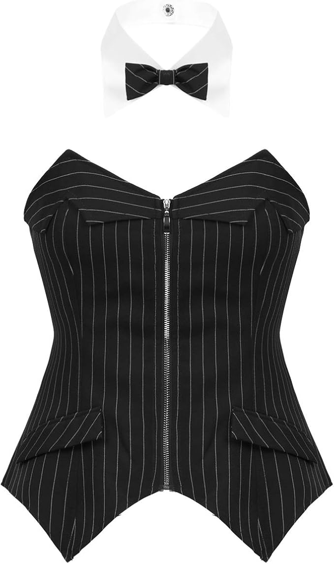 Amazon Iiniim ベスト レディース ビジネス風 ランジェリーセット ジレ オフィス制服 Ol調 事務服 リボン付き コルセット おしゃれ 洗える 大きいサイズ 通気性がいい ベスト 通販