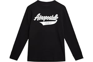 AEROPOSTALE Boys Long Sleeve Shirts - Crew Neck Boys Long Sleeve Waffle Knit Shirt Kids Tops Basic Tee (Sizes: 8-16)