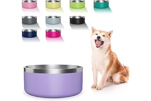 WENBOKMIN Stainless Steel Dog Bowls for Small Dogs, 40 Ounces/5 Cup Dog Food and Water Bowl, Double Wall Weighted Dog Dish, Rustproof Metal Pet Bowls with Non Slip Silicone Base