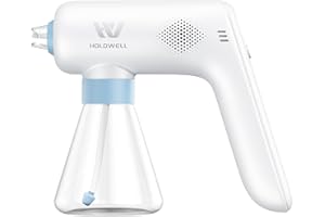 HOLDWELL Mini Disinfection Fogger, Plastic Nozzle, Better Grip Comfort, 6.1oz Cordless Electric Sanitizer Atomizer, Blue Light Nano Spray Gun for Place Cleaning/High-Touch Item Contactless Sanitization