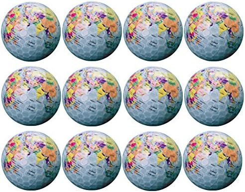 Novelty Golf Balls - World Map Design Professional Practice Golf Ball for Kids Woman Men, Ideal Golf Gift Christmas Gift by Aoduoer (12 Count)