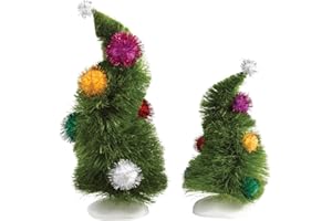 Department 56 Dr. Seuss Grinch Village Accessories Wonky Christmas Trees Figurine Set of 6, Whimsical Hand Crafted Christmas Home Decor Shelf Statue Accessory, Sisal Plastic, 8.25 Inches, Multicolor