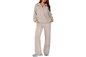 Caracilia Lounge Sets for Women Sweatsuits 2 Piece Outfits Fall Button Oversized Sweatshirt Sweatpants Matching Set Tracksuit