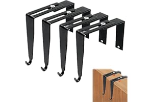 joaoxoko Cubicle Hooks，4 pcs Over The Door Hook Office Cubicle Hangers Cubicle Walls Hooks，with 1 3/8 Inch to 3 1/2 Inch Thickness for Universal Partition Hanger Set (Black) (4PCS)