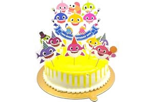 v39buy Baby Shark Birthday Cake Topper , Cute Shark Cupcake Toppers For Childrens Party , Doo Doo Baby Shower Cake Supplies And Decoration For 1st Kid Birthday With Card Board