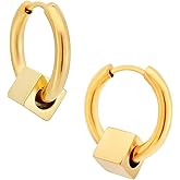 316L Stainless Steel Cube Huggie Hoop Earrings, Sold as a Pair