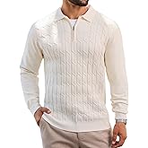 Epoleatries Mens Polo Sweaters Quarter Zip Long Sleeve Knit Polos Lightweight Casual Pullover Sweater