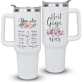 Gigi Tumbler Gift-Best Grandmother Gift-Nana Birthday Gifts-Great Grandma Gifts For Gigi-Mother's Day present For Grandmother-40oz Coffee Cup With Handle and Straw Stainless Steel Travel Mugs