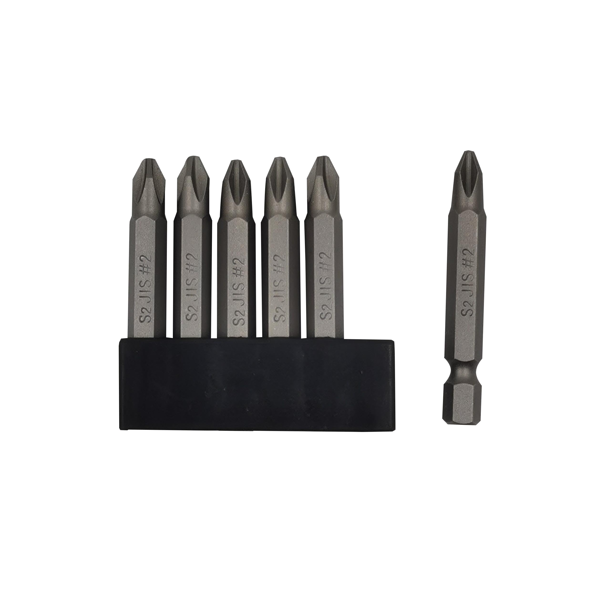 6Pcs 50mm JIS Screwdriver Bit Set with Magnetic Tip,1/4 Hex Shank, S2 Alloy Steel & 6-Hole Storage Strip-Perfect for Japanese Motorcycles, Cars，Bicycle & Equipment (#2x6)