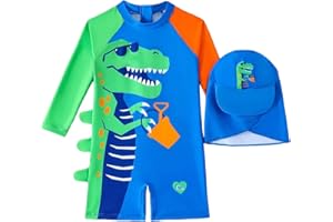 OXUBOAO Baby Boy One Piece Swimsuit with Sun Hat Toddler Boys Sun Protection Swimwear Sunsuit for Kids