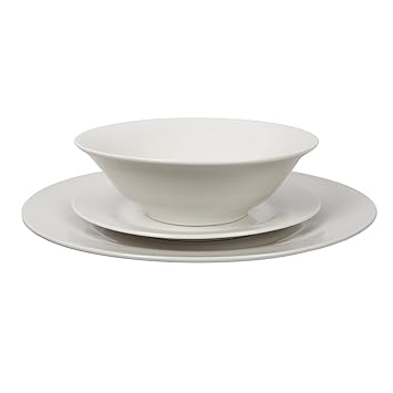 Luciano, 12-Piece Classic Dinner Serveware Set, 10 inches, White