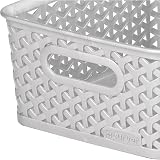 Curver My Style Rattan Effect 4 Litre Storage Baskets Set of 4 Light Grey view 2