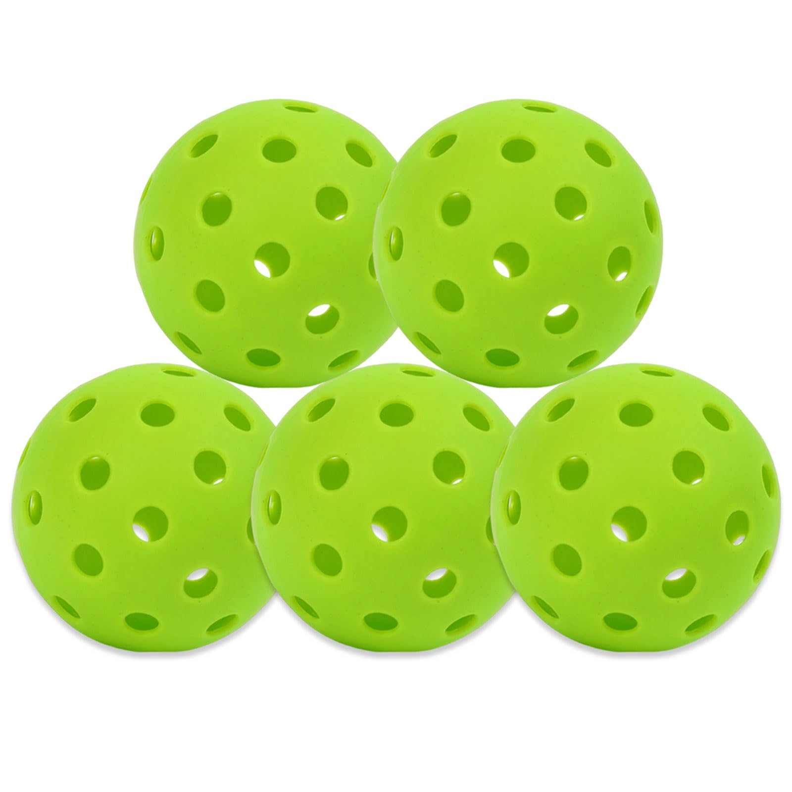 Msxenophile 5 PCS Pickleball Balls, Green Pickleball, Pickleball Balls Indoor with 40 Small Precisely Drilled Holes, Durable Pickle Ball for Outdoor Indoor Game Training Sports Accessories