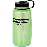 Nalgene Tritan Wide Mouth BPA-Free Water Bottle, Glows Green, 1 Quart, 32 oz