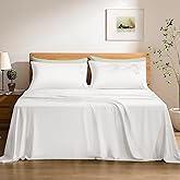 TOSMO Luxury Cooling Sheet Set - 100% Viscose from Bamboo, 4-Piece Bedding Set (King Size) - 18” Extra Deep Pockets, Oeko-Tex Certified, Silky Soft and Breathable, Classic White