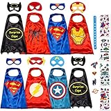 Superhero Capes for Kids Set - Super Hero Toys & Costumes Birthday Party Supplies (8 Pack Boys)