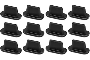 12-Pack NXVX Dust Plugs, Lightning Port Covers Compatible with iPhone 14, 13, 12, 11 Series and More, Protects Charging Port from Dust and Debris, Includes Storage Case (Black Dust Plugs)