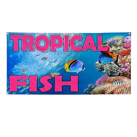 Amazon Com Vinyl Banner Sign Tropical Fish Blue Pink Brown