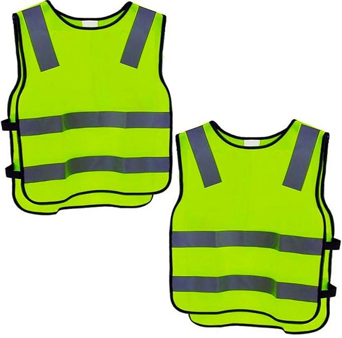 2 Warnweste Kinder Sicherheitsweste Gelb Stark Sichtbar | Atmungsaktiv | Universal Größe | Schutz Weste für Jungs/Mädchen