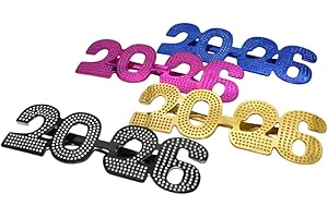 SWYOUN 2026 Plastic Glasses Happy New Year's Eve Glasses Graduation 2026 Class Of 2026 Party Photo Prop Supplies(Pack Of 4)