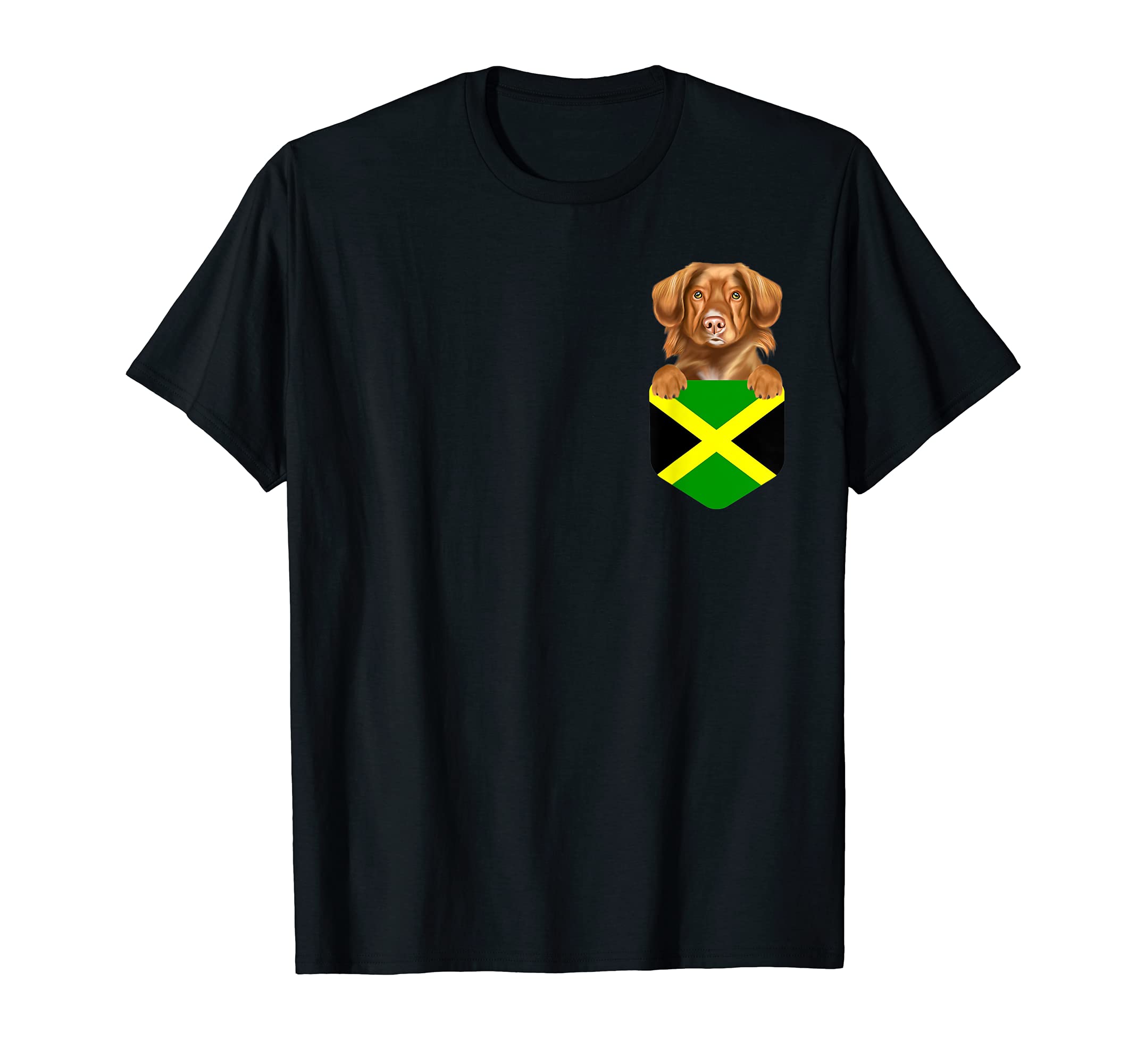 Jamaica Flag Duck Tolling Retrievers Dog In Pocket T-Shirt