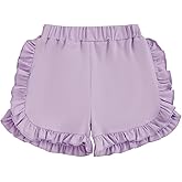 AHUGHAUE Toddler Baby Girl Shorts Solid Color Elastic Waist Ruffle Short Pants Casual Summer Bottoms