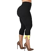 KMBANGI Women Skinny Capri Leggings Bow Tie Up Knee Length Capris Pants Sexy Stretchy Slim Fit Cropped Trousers