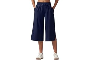 Willit Women's Wide Leg Capris Pants Lightweight Travel Pants Quick Dry Summer Walking Athletic UPF50+ Pockets