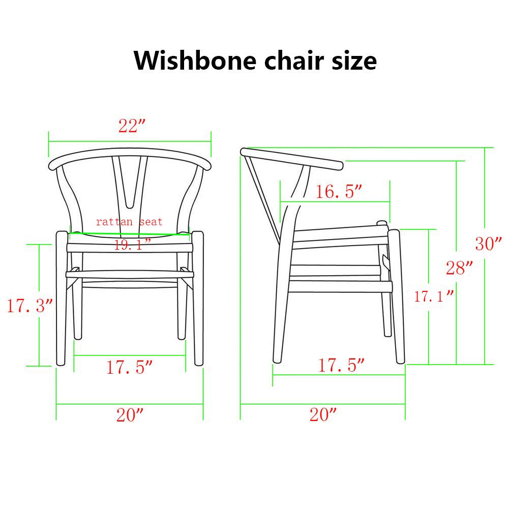 VODUR Wishbone Chair Natural Solid Wood Dining Chair/Hans Vegner Y Chair Rattan and Wood Accent Armrest Chair (Ash Wood + Natural Wood Color)