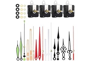 JZK 4X Long Shaft Silent Quartz Clock Movement and 6 Pairs Hands - Non Ticking Wall Clock Mechanism, Sweeping Second Hand