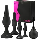 Hisionlee Sex Toys 5PCS Anal Plug Set Silicone Anal Butt Plug Adult Sex Toys for Women,Men and Beginners(Black)