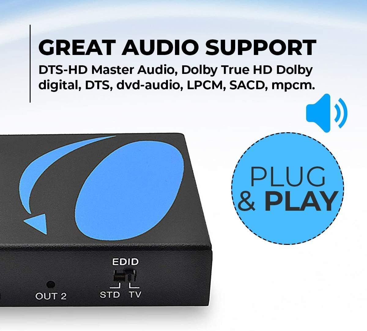 Orei UltraHD 4K @ 60 Hz 1 X 4 HDMI SPLITTER 1 In 4 Out 4 Port 4: 8-Bit - HDMI 2.0, HDCP 2.18 Gbps: Electronics