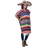 GiftExpress Mexican Poncho for Adults (Poncho Only), Mexican Traditional Serape Poncho for Cinco de Mayo, Mexican Fiesta Theme Party Costume, Adult Mexican Serape Costume, Halloween Costume
