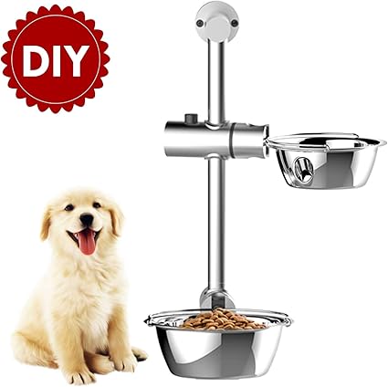 Wowgo Elevated Double Dog Bowls Adjustable Diy Raised Dog Feeder
