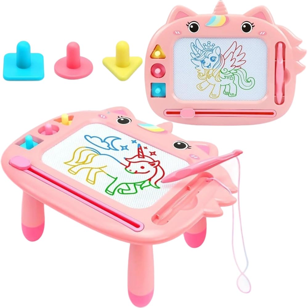 XEERUN Magnetic Drawing Board, Toddlers Toys for 1 2 Year Old Girls Gifts, Magnet Doodle Board, Preschool Learning Educational Toys, Doodle Pad Birthday Gifts for Kids Baby Toddlers Age 1-3, Pink
