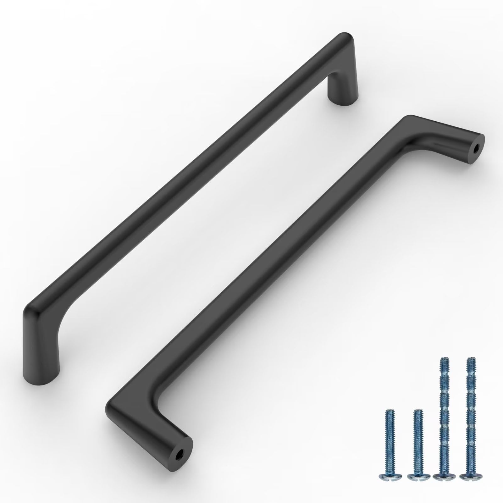 9BUILD 10 Pack 160mm Matte Black Cabinet Pulls - Drawer & Door Handles - Zinc Alloy Black Kitchen & Wardrobe Handles