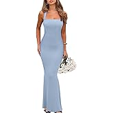 REORIA Sexy Square Neck Sleeveless Elegant Ribbded Long Maxi Dress Wedding Guest Dresses for Women 2026 Summer