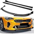 Q1-TECH, 9-Piece Front Bumper Lip & Side Skirt Extensions Diffuser Fit for 2018 2019 2020 2021 2022 2023 Kia Stinger (GT-Line), Front Bumper Lip Spoiler Air Chin Body Splitter ABS (Matt Black)