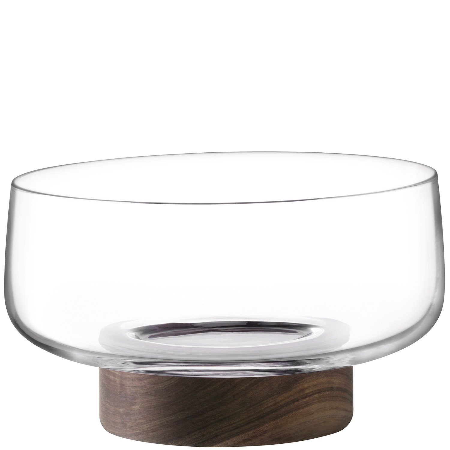 LSA International LSA City Bowl & Walnut Base Ø30cm Clear| 1 Unit | Mouthblown & Handmade Glass | Hand Planed Wood | CJ07