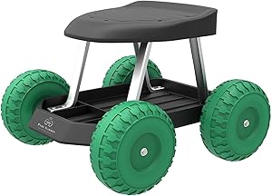 Pure Garden Garden Cart Rolling Scooter with Seat and Tool Tray for Weeding, Gardening, and Outdoor Lawn Care- for Adults and Kids