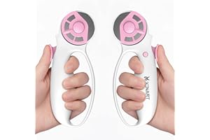 XINART 45mm Rotary Cutter for Fabric Safety Lock Ergonomic Classic Comfort Loop Fabric Small Rotary Cutter for Sewing Quilting Crafting (Extra 2pcs Replacement Blades Included)-Pink