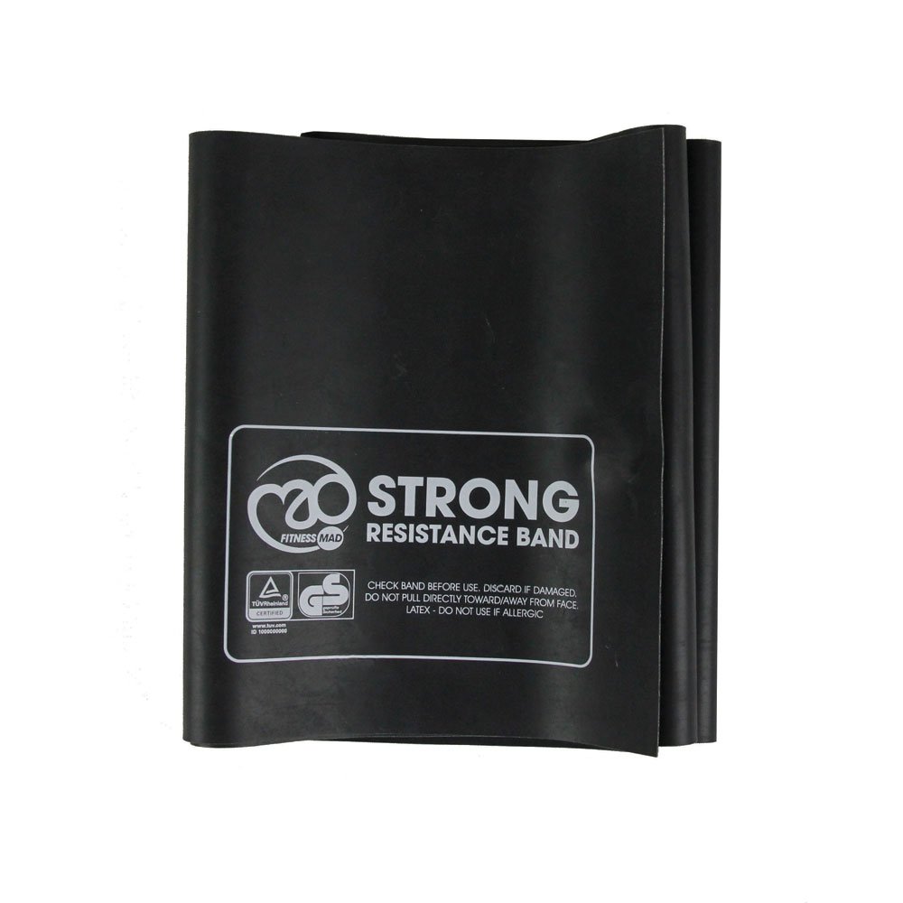 Fitness Mad Resistance Bands, Workout Band 1.5m, 3 Resistance Levels, Heavy Duty Exercise Band for Home Workout, Pilates & Rehabilitation (Strong (Black)) — image 1