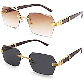 COASION Fashion Rimless Frameless Sunglasses for Women Men Y2k Retro Sun Glasses Square Tinted Glasses
