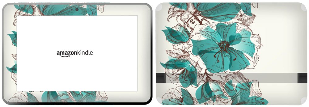 Get it Stick it SkinTabAmaFireHD89_78 Plain Background with Flower Design On One Side Skin for 8.9-Inch Amazon Kindle Fire HD