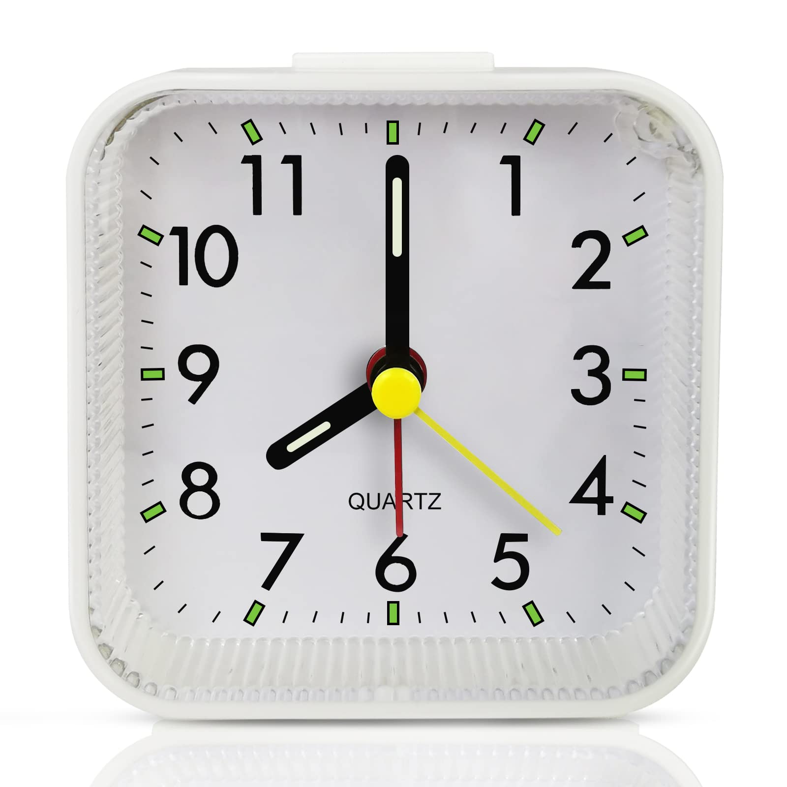 Lamisola Small White Kids Desk Battery Alarm Clock, Analog Travel Clock, Quieter Bedside Clocks for Bedrooms Bathroom Living Room Kitchen Shelf