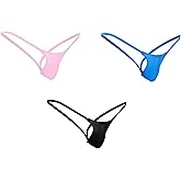 BY.ECG Men's Backless G-string V Back Sissies Tiny Thong Sexy Low Rise Thong 3 Pack