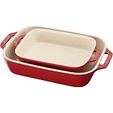 STAUB Ceramic Rectangular Baking Dish Set, 2 pc, Cherry