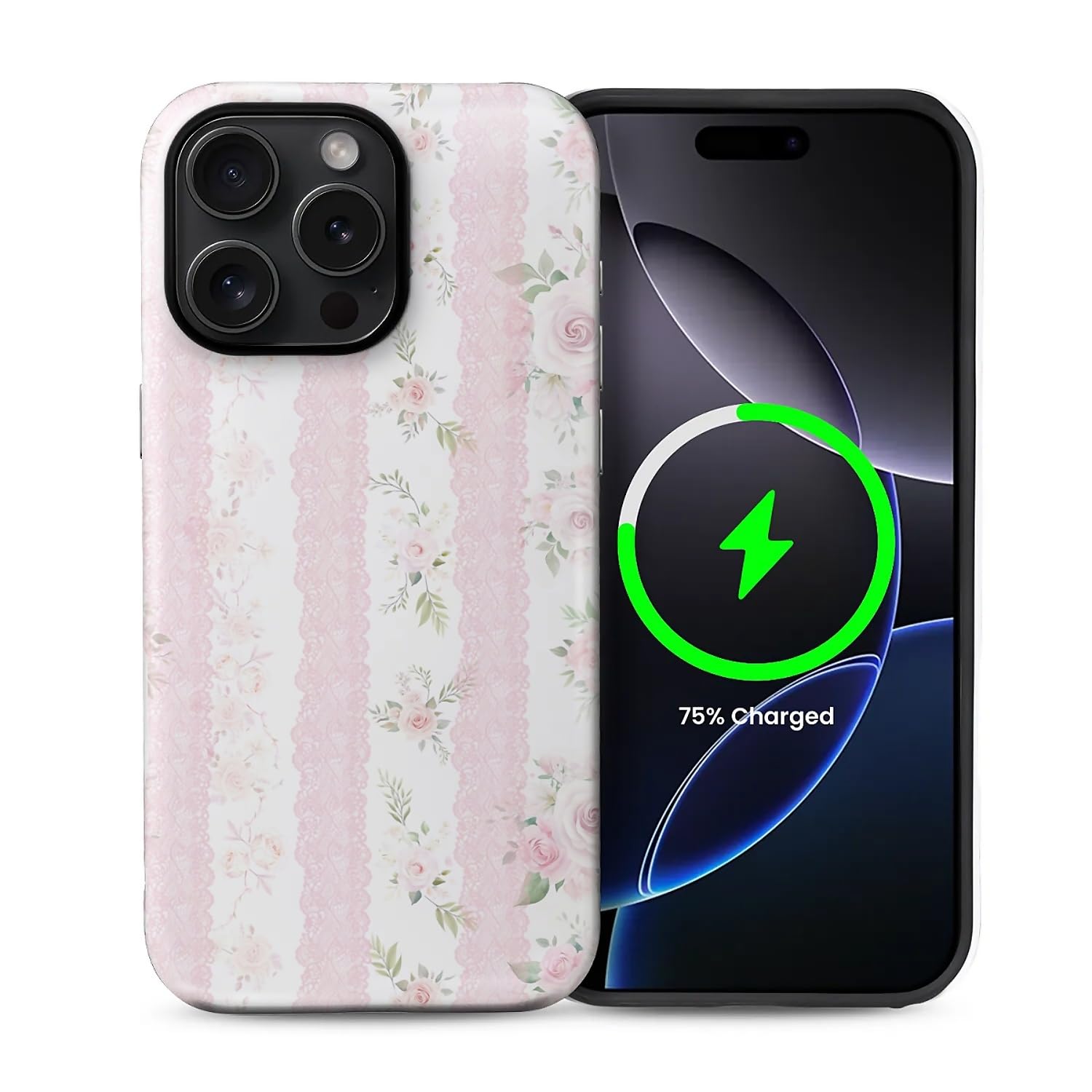 casesok for iPhone 15 Pro Max Case,Compatible with MagSafe,Dual-Layer Hard Shell + Silicone Cover,Full Body Protection Shockproof Case for iPhone 15 Pro Max-Blushing Floral Chic Coquette
